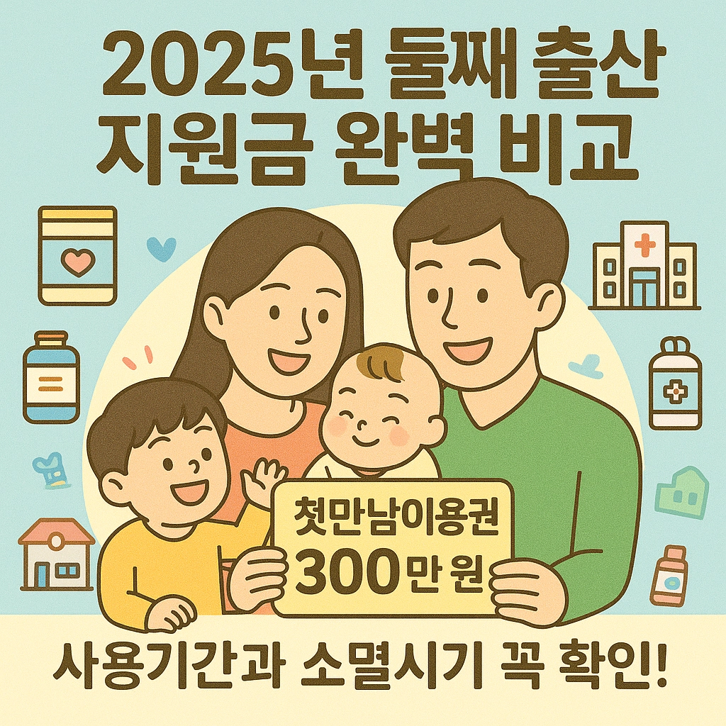 첫만남이용권 2025년 둘째 지원금액 첫째 셋째 지원금 비교