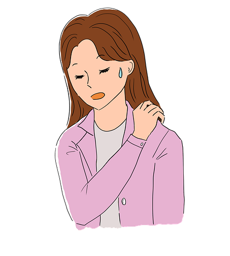 오십견으로 어깨가 아픈 여성