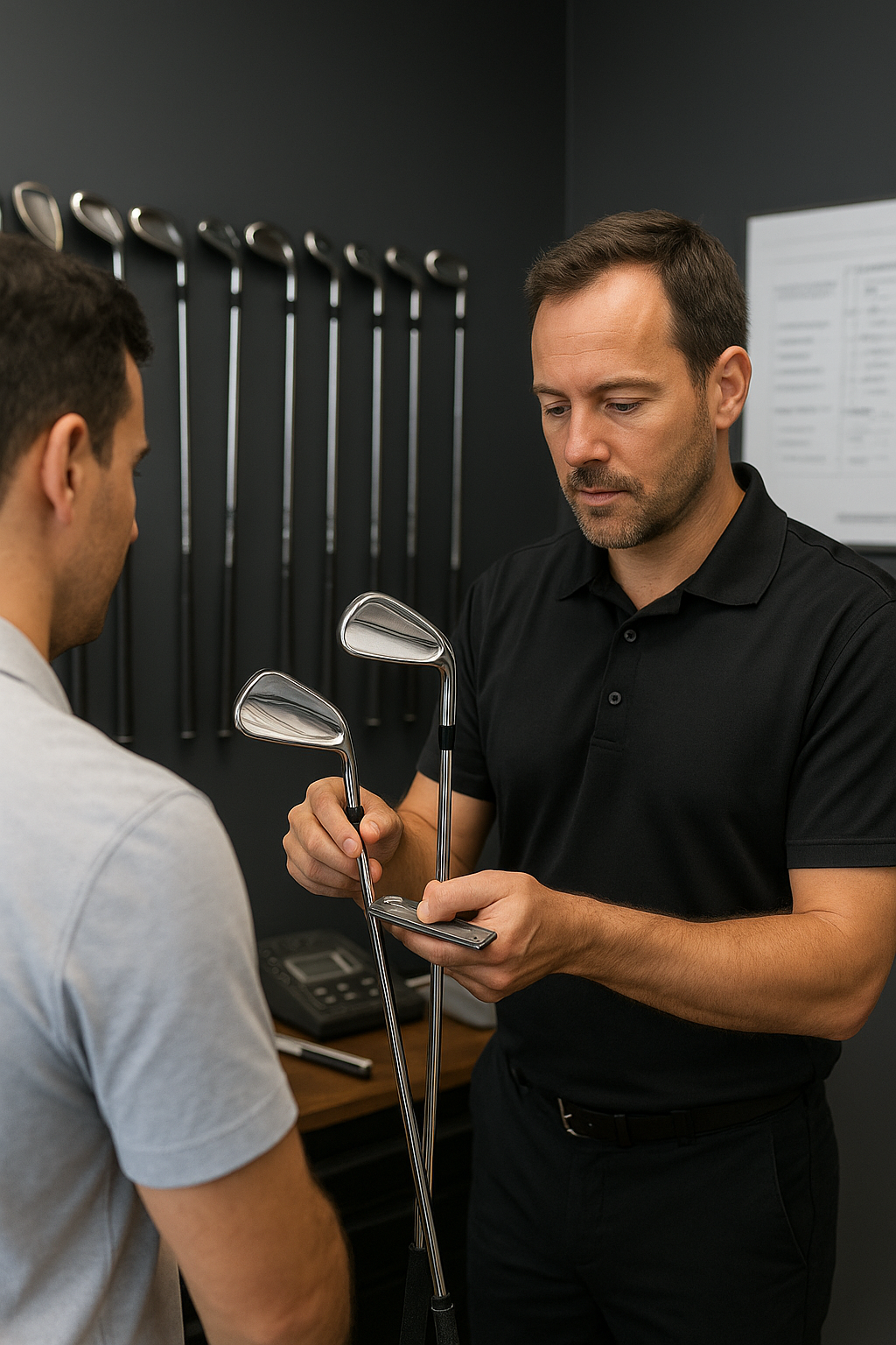 골프 남자 피팅 사장님 아이언 피팅하는 모습