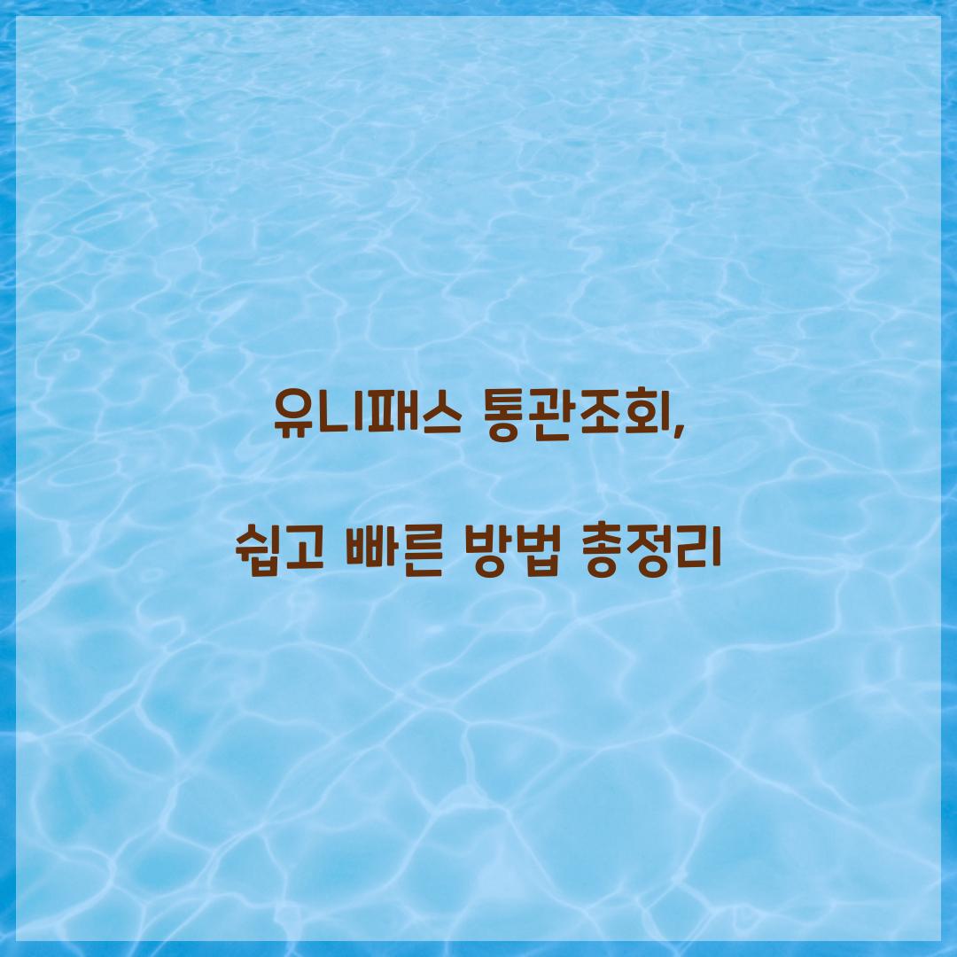 유니패스 통관조회