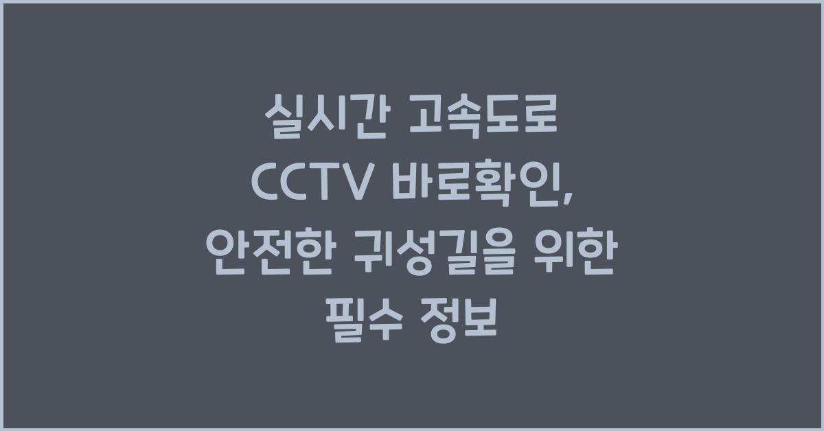 실시간 고속도로 cctv 바로확인