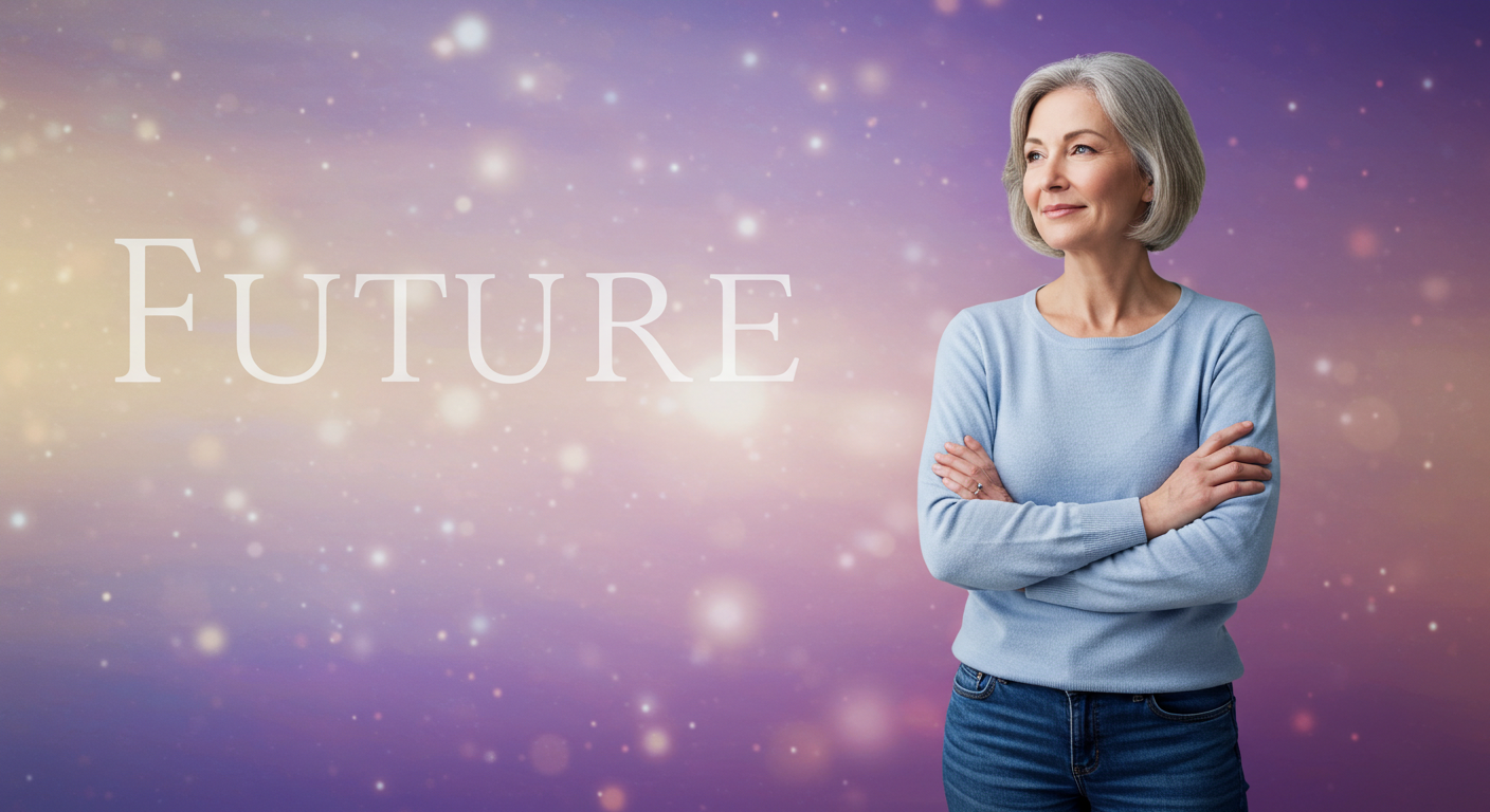 미래를 바라보는 여성 모습