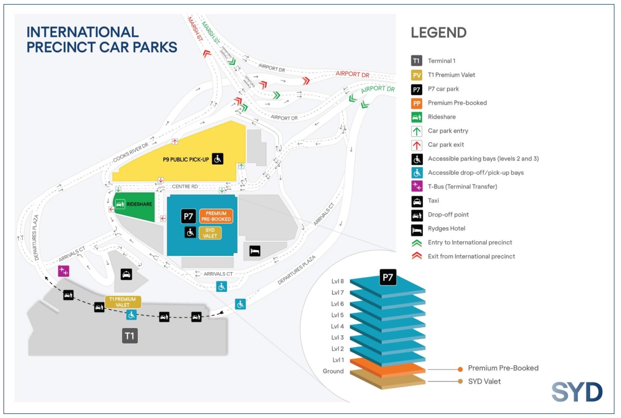 시드니 국제선 공항주차장 지도