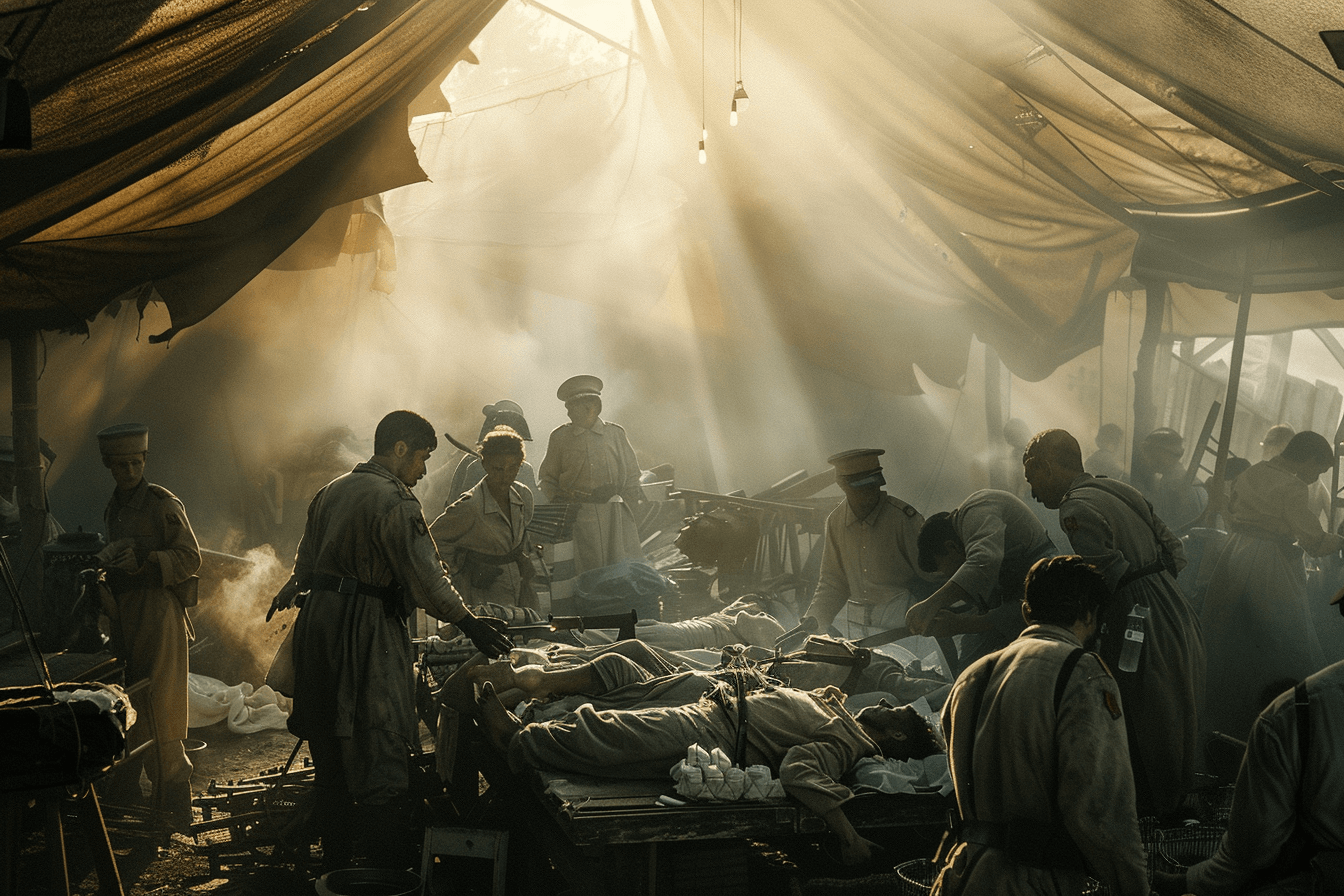 부상당한-병사들을-치료중인-전쟁터-천막