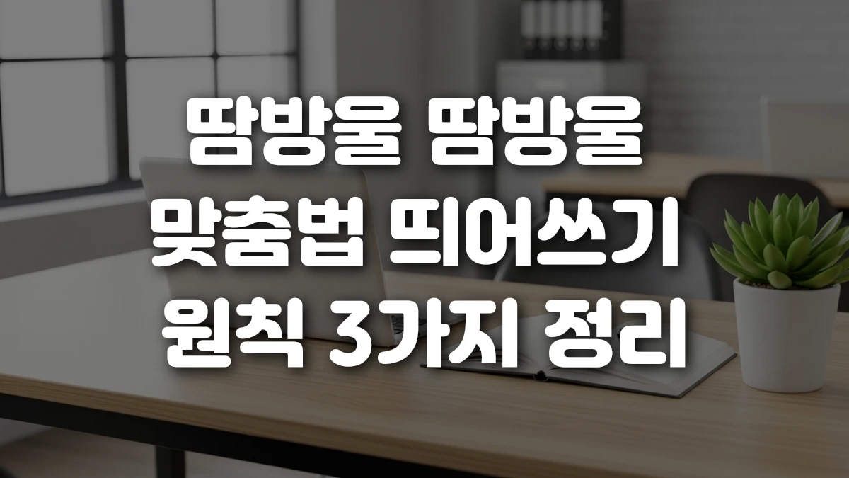 땀방울 땀방울 맞춤법 띄어쓰기 원칙 3가지 정리