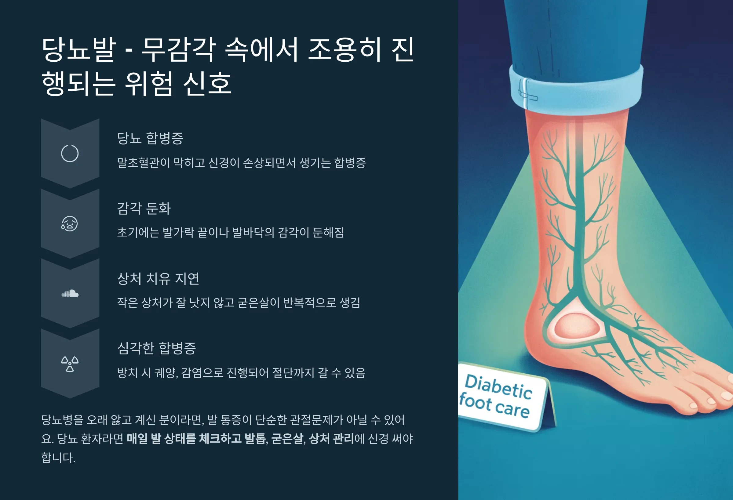 당뇨발의 진단과 위험성에 관한 설명
