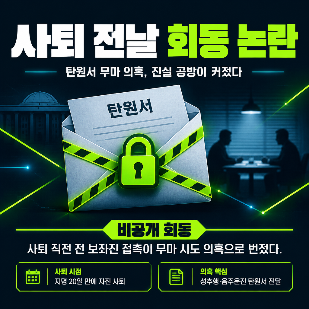 사퇴 전날 회동 논란