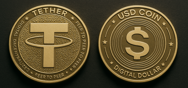 테더사의 USDT, 서클사의 USDC 토큰의 이미지