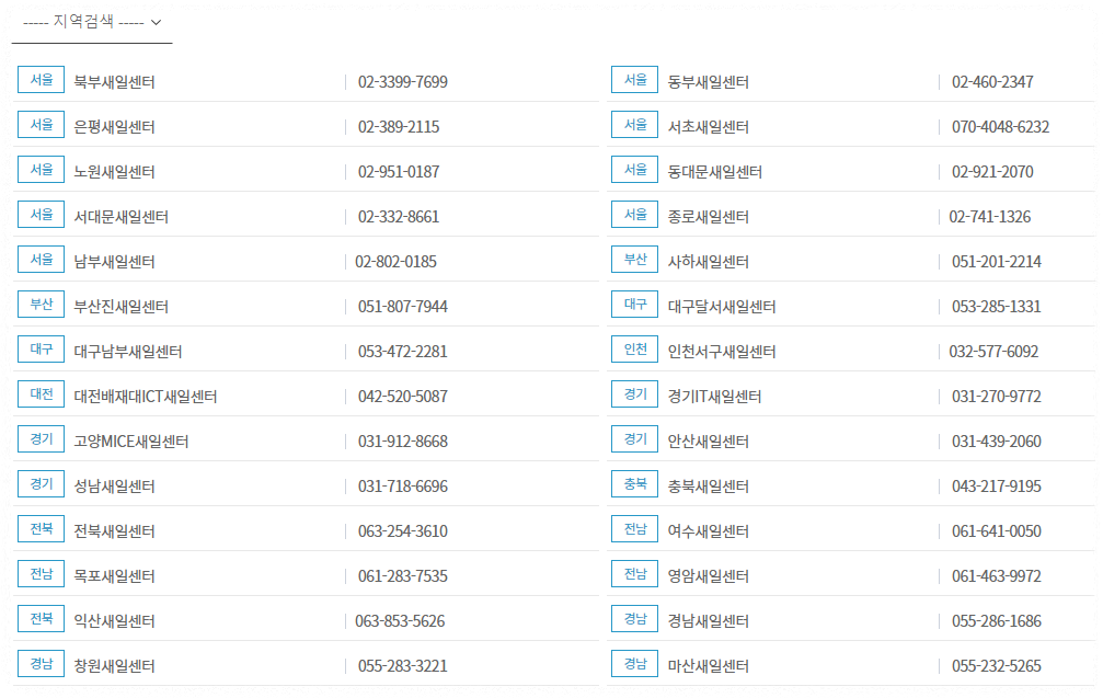 경력이음 사례관리 운영기관 지역검색