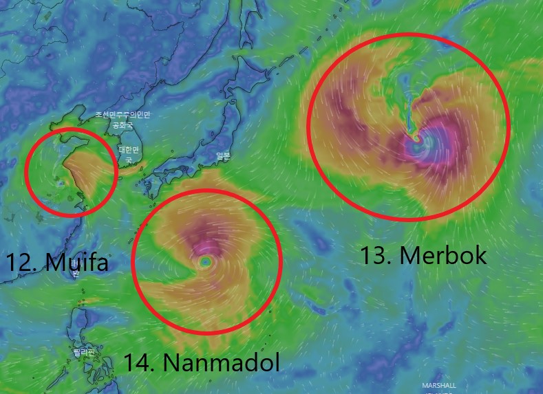 14호태풍난마돌예상경로