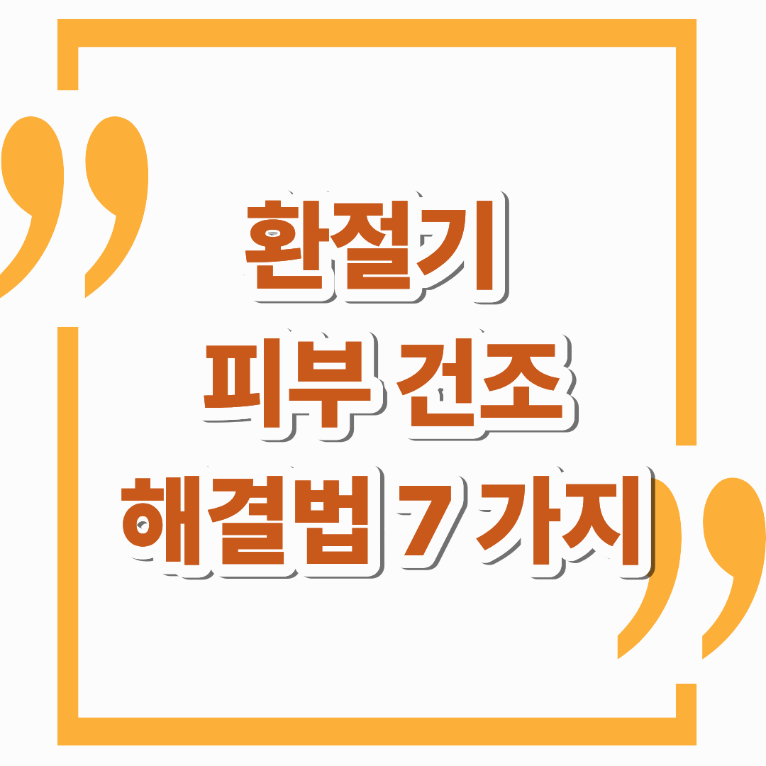 환절기 피부 건조 해결법 BEST 7