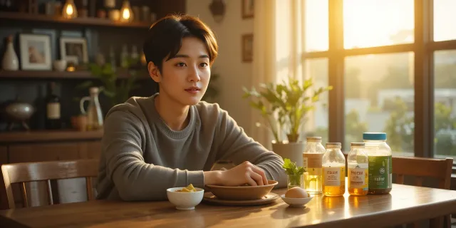 유산균 먹는 시간을 기다리는 모습