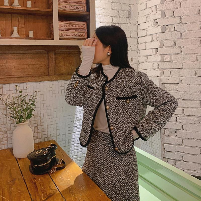 트위드투피스 트위드셋업 겨울 누빔 하객룩