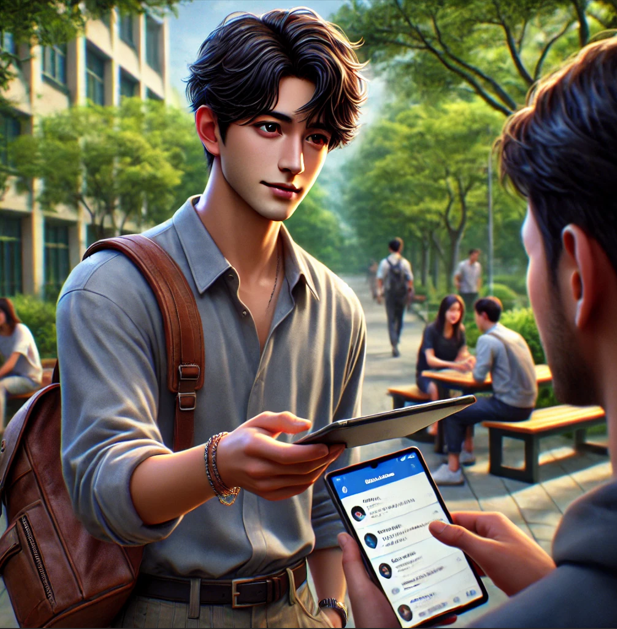 대학생, 부업, 태블릿, 중고 거래 이미지 사진