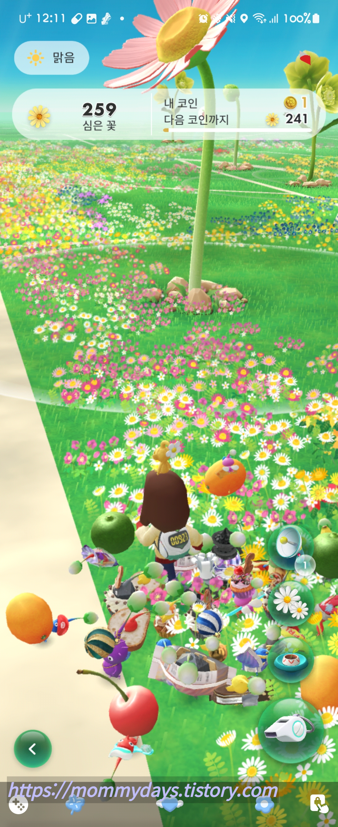 이 사진은 피크민 블룸을 하면서 주변을 탐색하는 사진입니다.