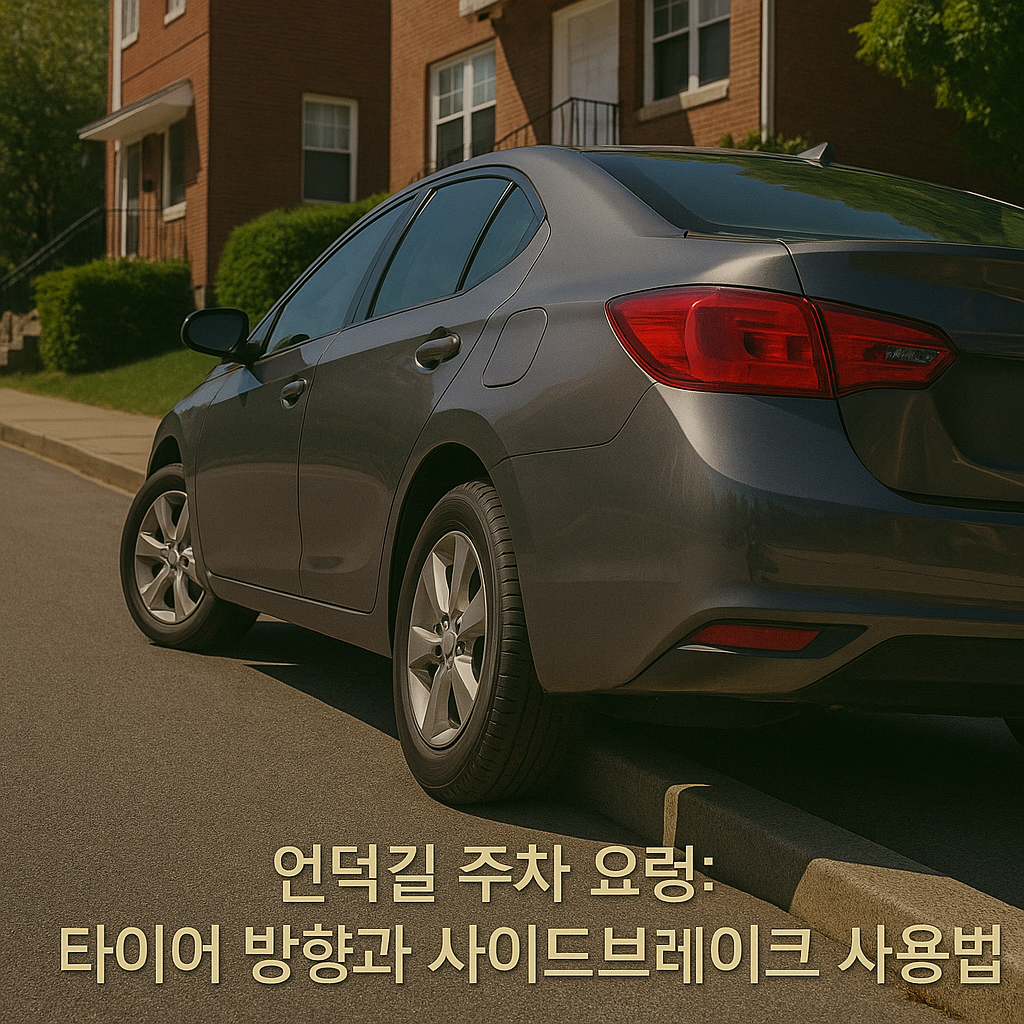 언덕길 주차 요령: 타이어 방향과 사이드브레이크 사용법