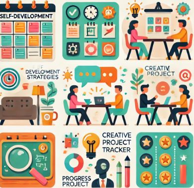 ENFP와 ENTP의 자기 계발 방법을 표현하고 있는 일러스트