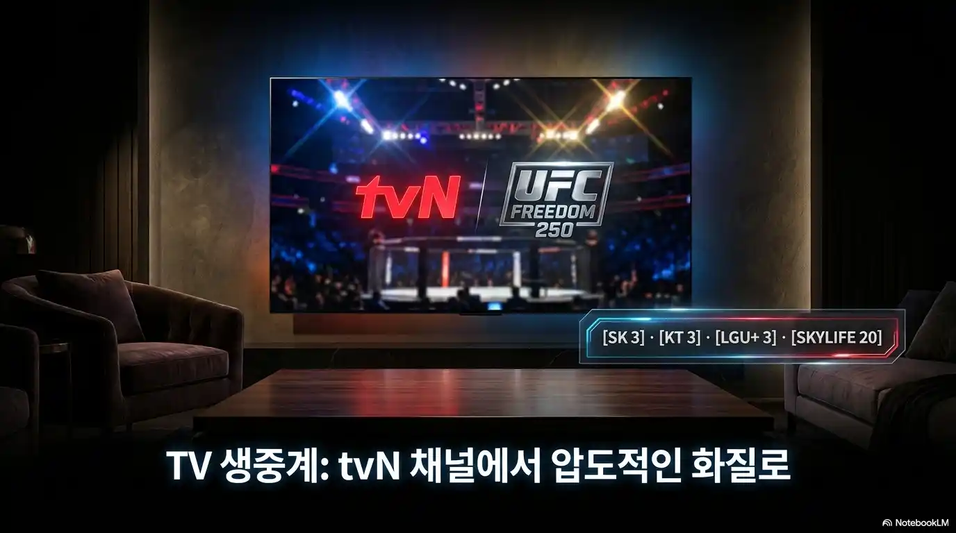 UFC 프리덤 250 한국 TV 생중계 tvN 채널 번호 SK 3번 KT 3번 LGU+ 3번 SKYLIFE 20번