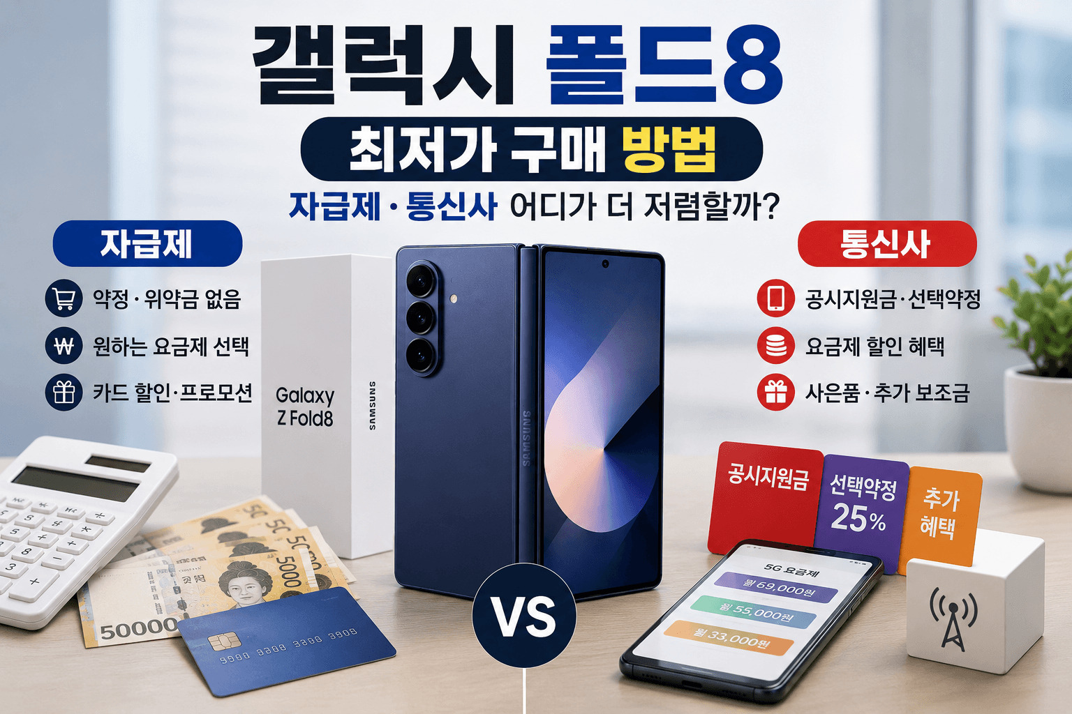 갤럭시 폴드8 최저가 구매 방법｜자급제&middot;통신사 어디가 더 저렴할까?