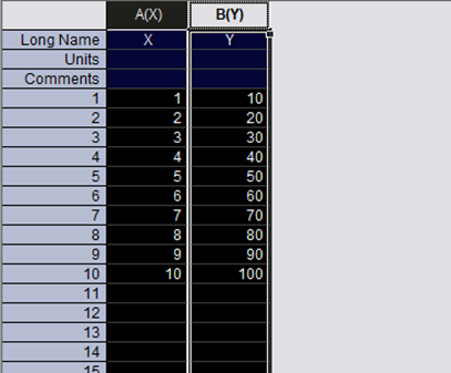 origin - data 입력창
