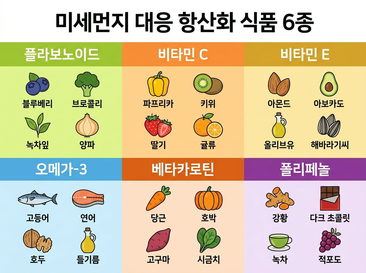 미세먼지 음식, 항산화 식품 종류, 미세먼지 먹으면 좋은 음식, 봄철 항산화 영양소, 미세먼지 비타민