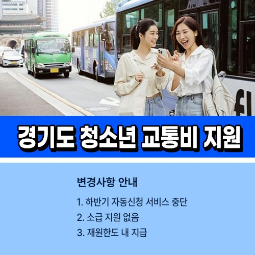 경기도 청소년 교통비 지원 변경사항