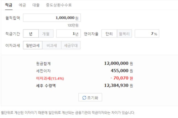 한밭-새마을금고-12개월-금리-7%-이자-계산