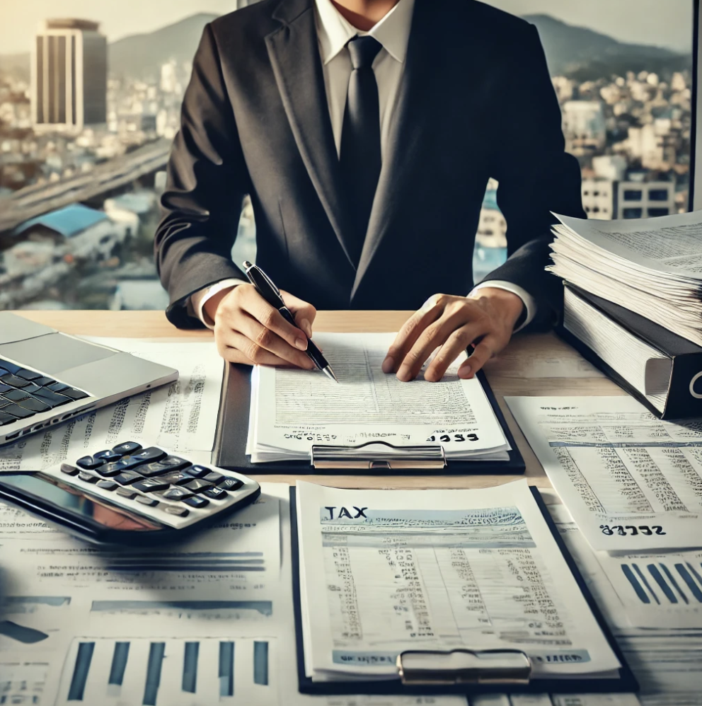 세금관련서류를 검토하는 전문가