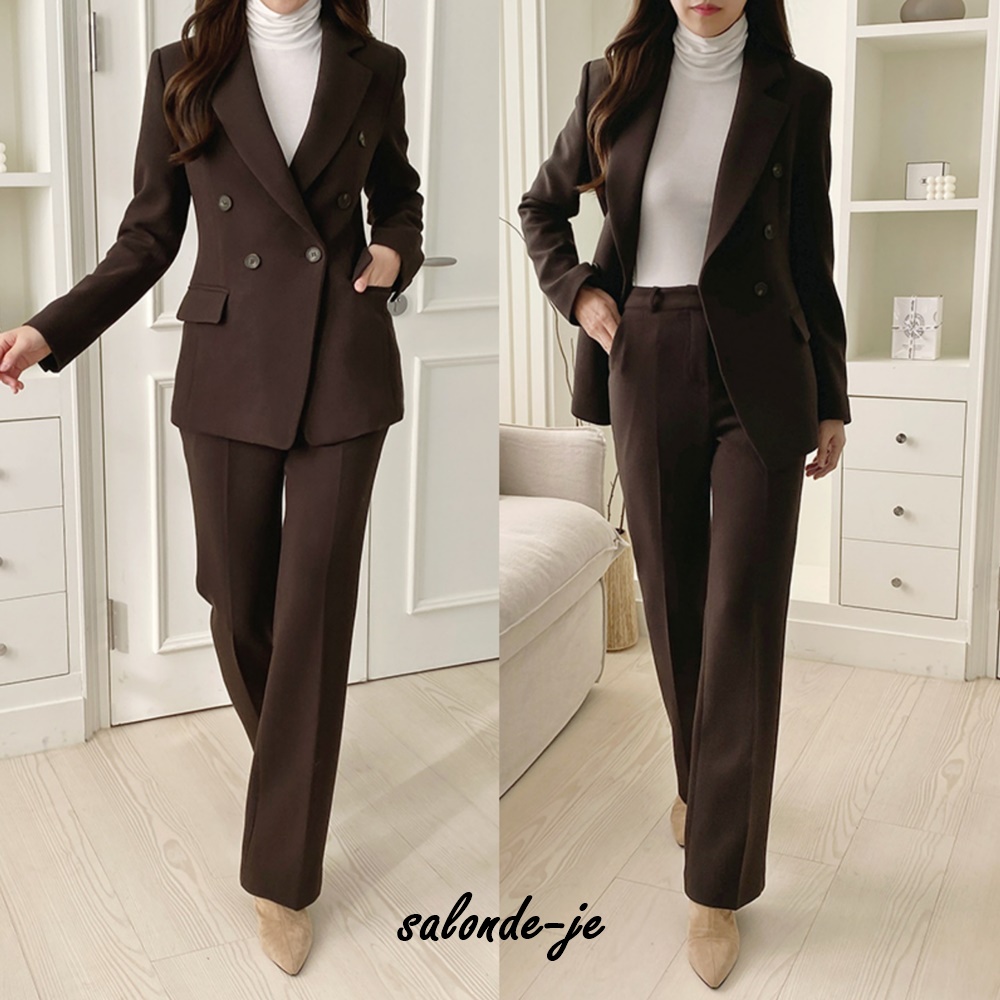 여성정장 세트 빅사이즈 기모 바지 투피스 여자셋업 여성겨울정장