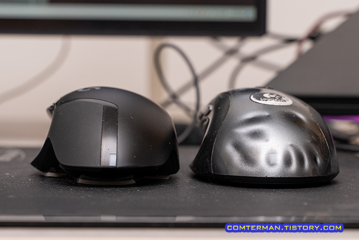 G402 마우스 높이 MX-518과 비교