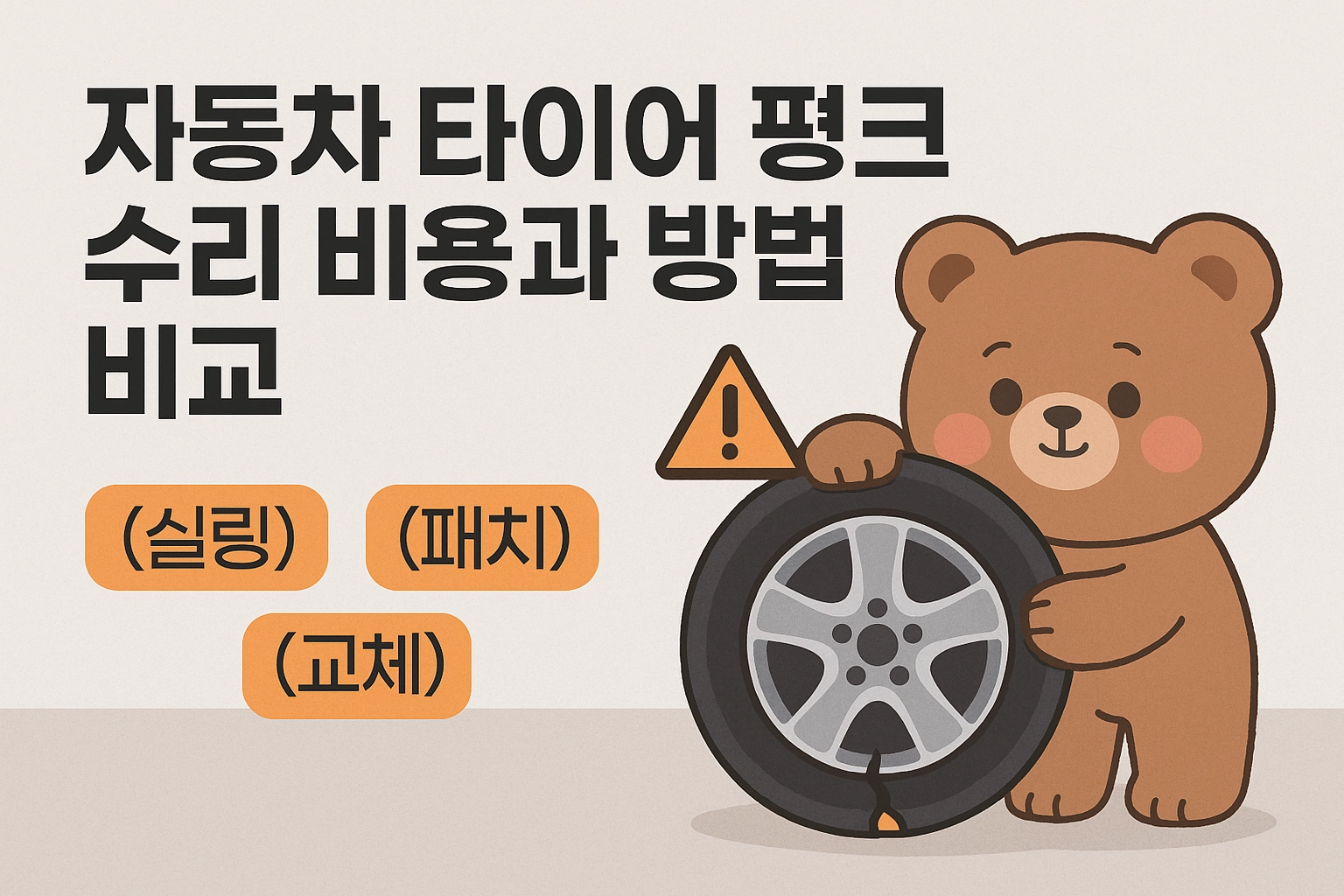 자동차 타이어 펑크 수리 비용과 방법 비교 (실링&middot;패치&middot;교체)