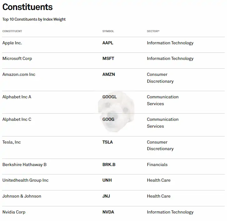 SOL 미국S&amp;P500 ETF 상위 10개 기업