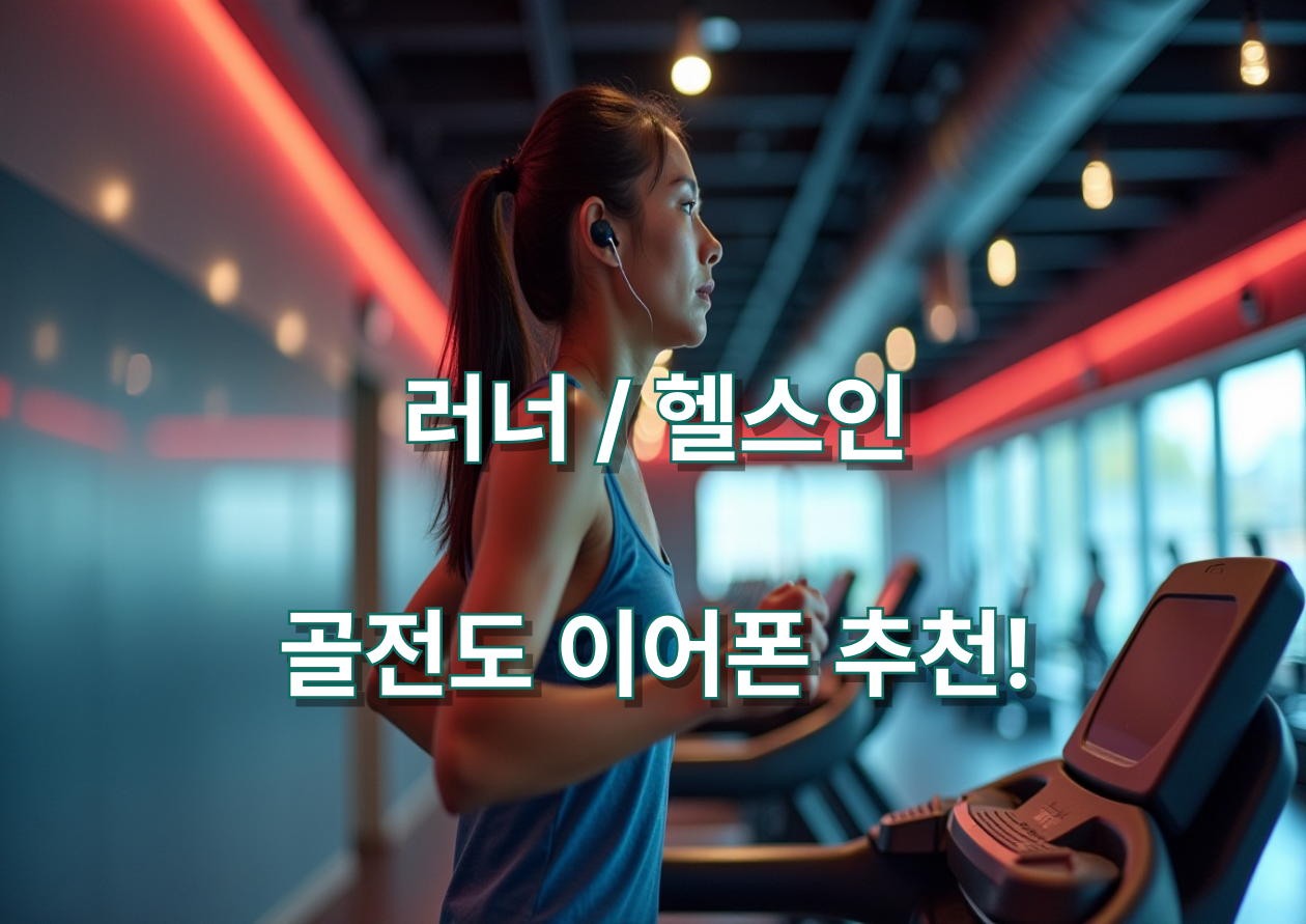 골전도 이어폰을 착용하고 런닝머신을 달리는 이미지