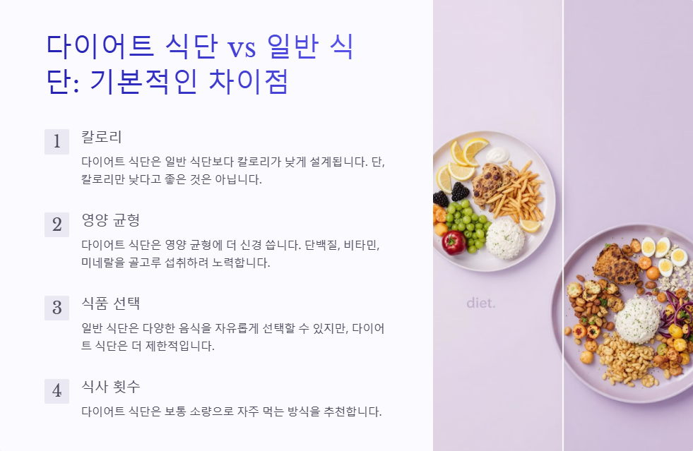 다이어트 식단 vs 일반 식단