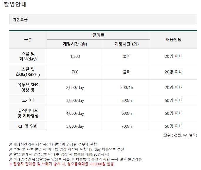 촬영안내