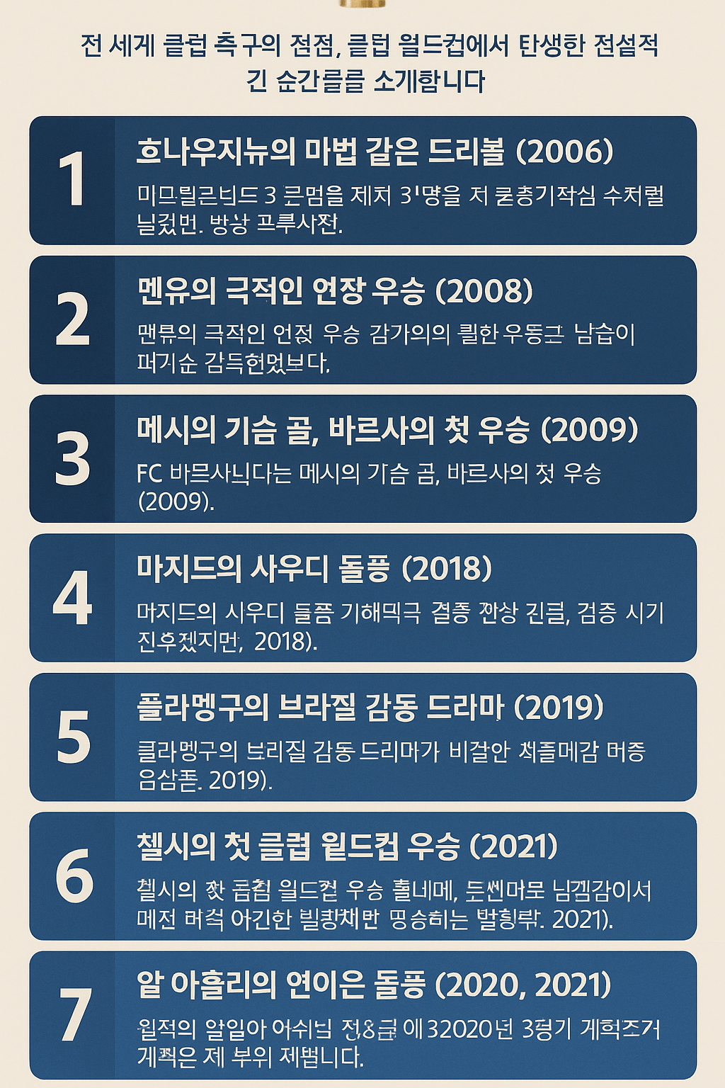 FIFA "클럽 월드컵" 역사상 최고의 순간 Top10