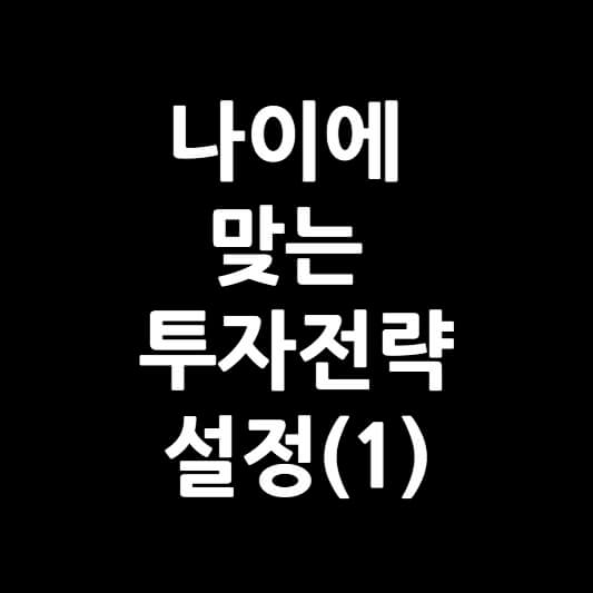 나이에 맞는 투자전략 설정(1)