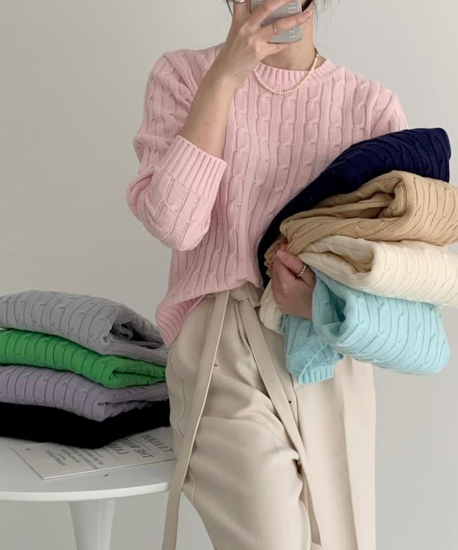 봄 꽈배기 니트