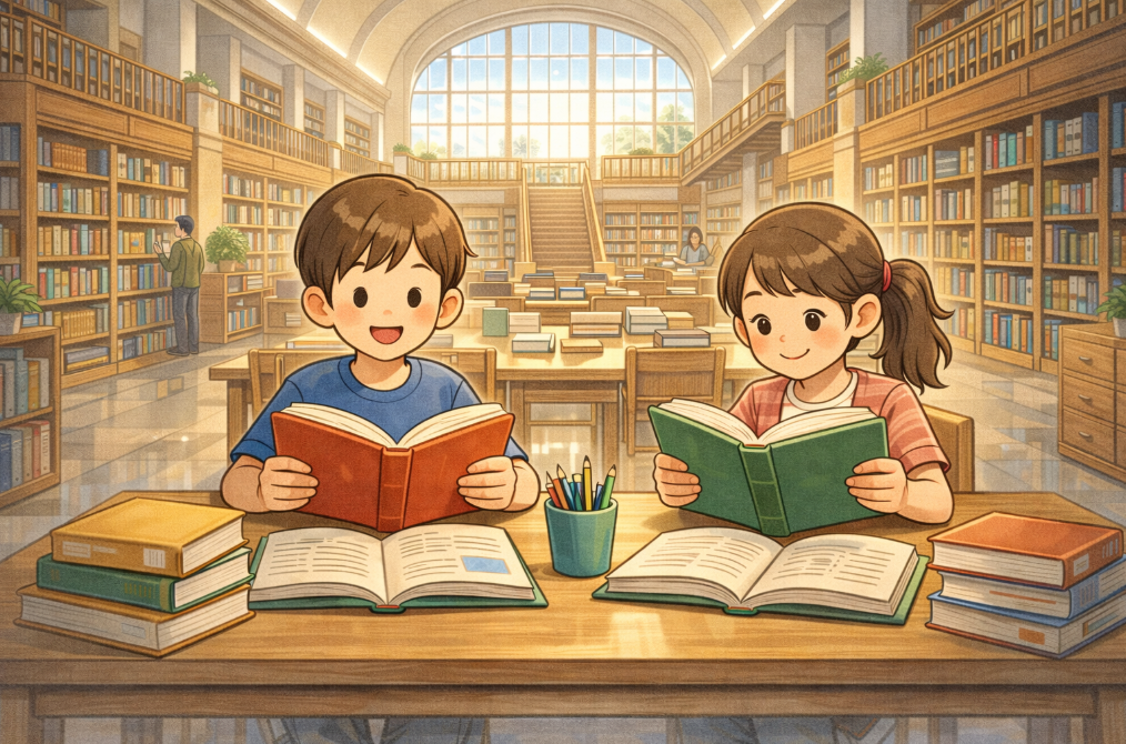 도서관에서 종이 책 읽기