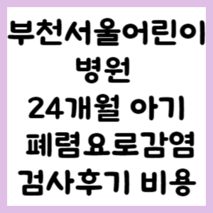 부천서울어린이병원 24개월 아기 폐렴 요로감염 검사후기 비용