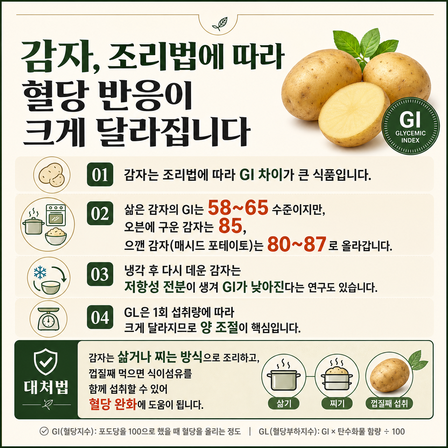 감자의 조리법에 따른 혈당 반응과 크게 달라지는 대처 방법