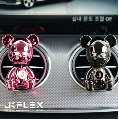 JK 크롬 베어브릭[1+1세트] 차량용 방향제, 크롬세트(핑크+블랙), C No.5 파우더리, B타입(For Woman)