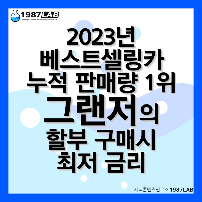 2023년 베스트셀링카 누적 판매량 1위 그랜저의 할부 구매시 최저 금리