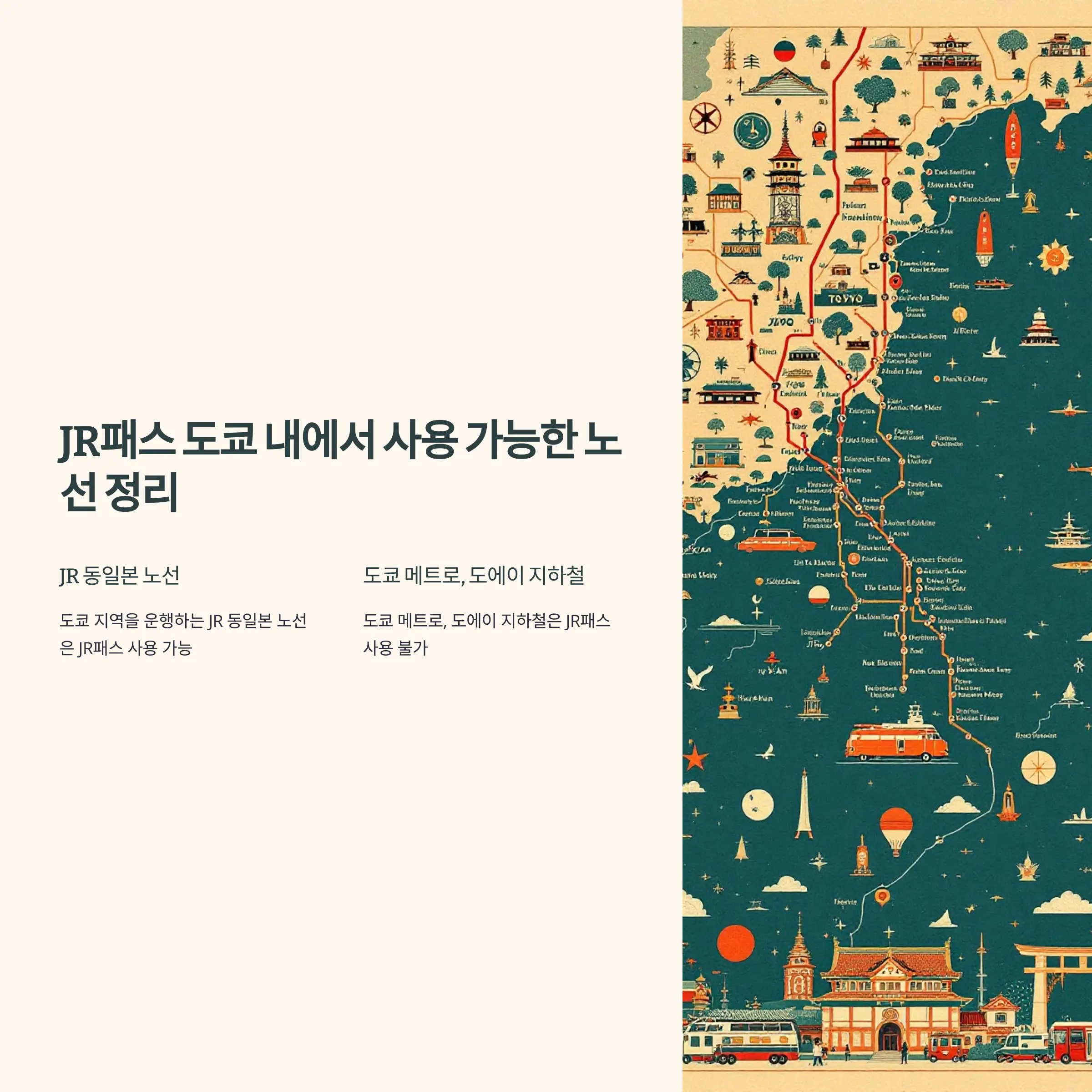 JR패스 도쿄 내에서 사용 가능한 노선 도쿄모노레일