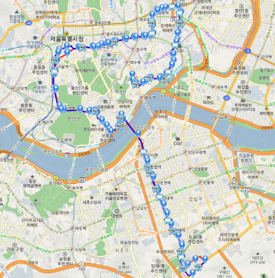 421번버스 노선도