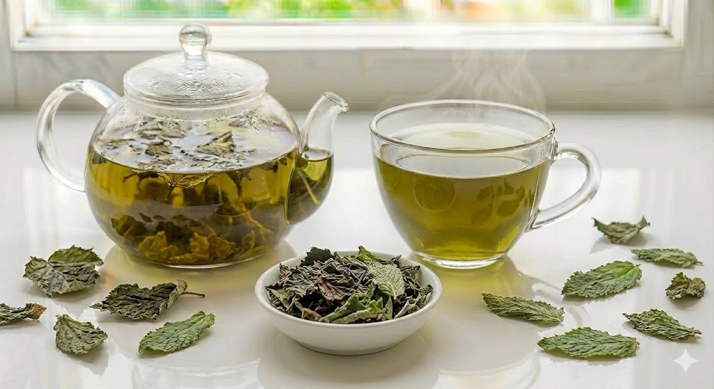 임신 후기 입덧과 월경 전 불쾌한 속 울렁거림을 즉각적으로 가라앉히는 라즈베리잎과 페퍼민트의 강력한 소화기 진정 및 자궁 근육 이완 블랜딩