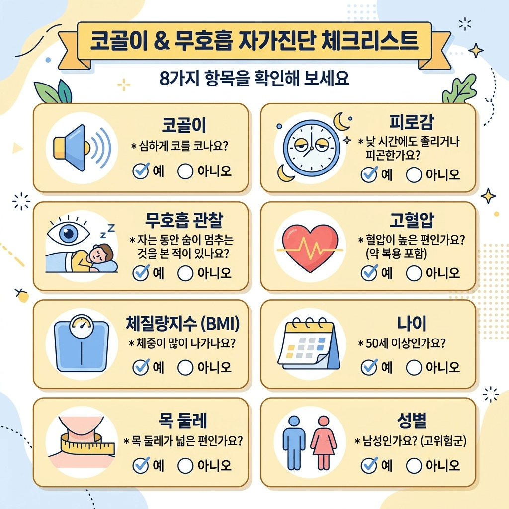 STOP-BANG 자가진단 체크리스트 카드형 이미지