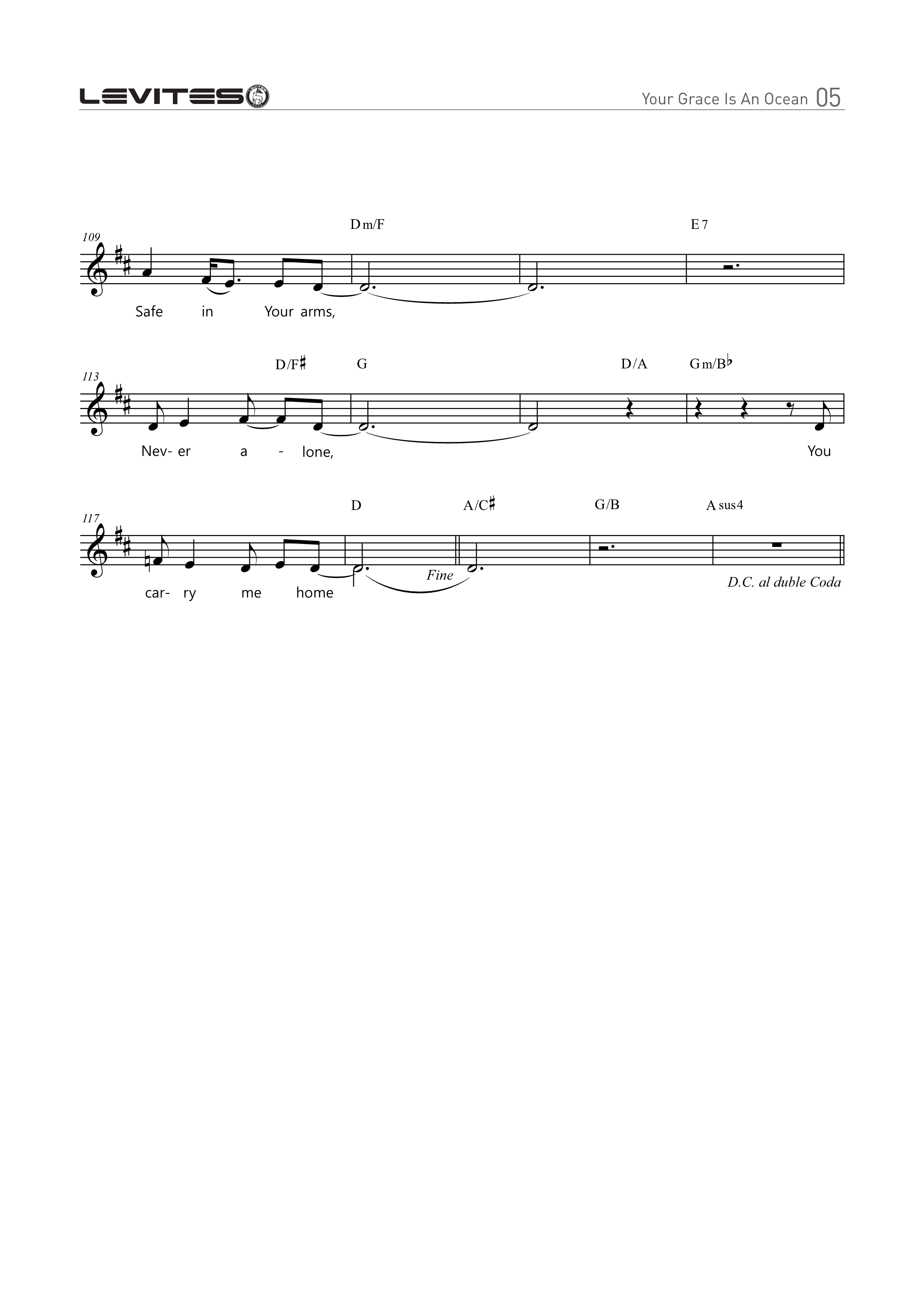 Your Grace is an Ocean(주의 은혜는 저 바다)(When I feel lost and alone)-스캇브래너, 레위지파(D코드/가사/영상/악보)