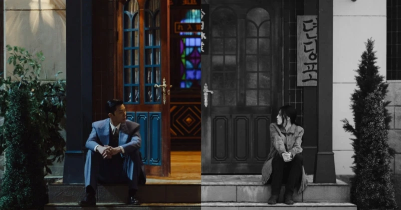 금옥당 입구를 배경으로 주인공 박서준과 한소희가 등장하는 경성크리처 시즌1