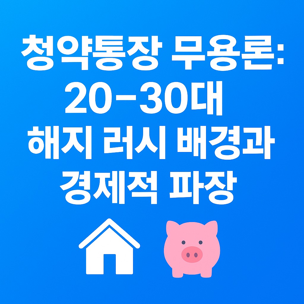 청약통장 무용론: 20~30대 해지 러시의 배경과 경제적 파장 관련된 사진